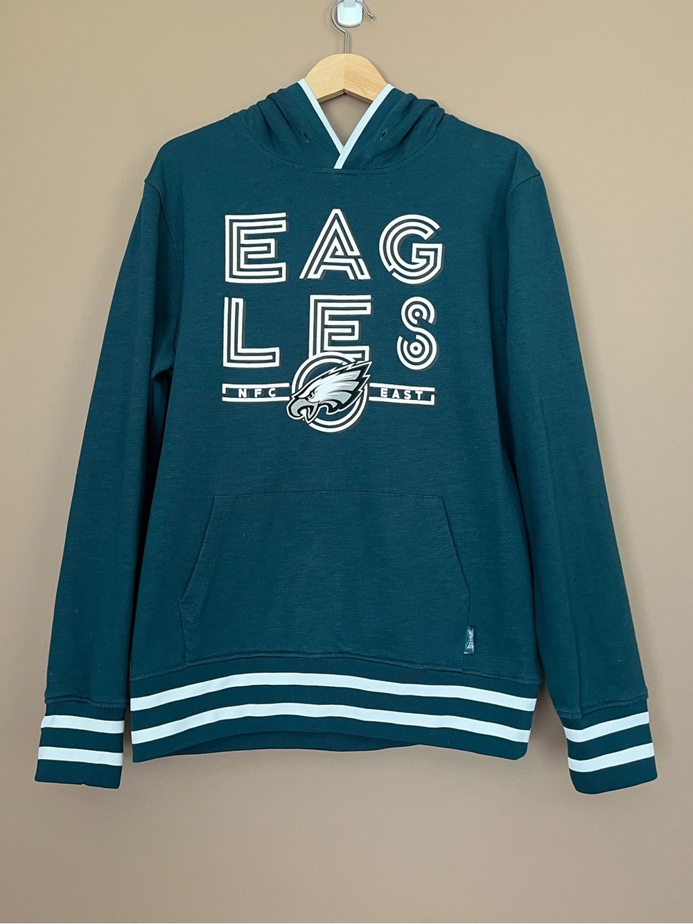 (NFL} Philadelphia Eagles Hoodie Sweatshirt with Ribbed Hem & Cuffs - Medium